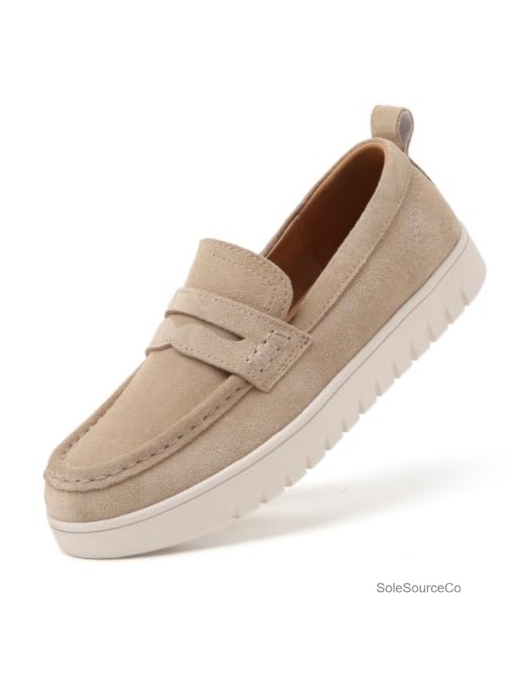 Suede Leather Loafers Women Slip On Comfortable Memory Foam Work Flats